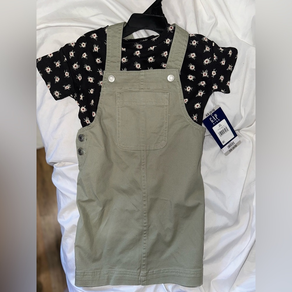 Gap Kids Skirtall Dress & Tee Size XS 4-5 Seagrass‎ - Picture 2 of 7